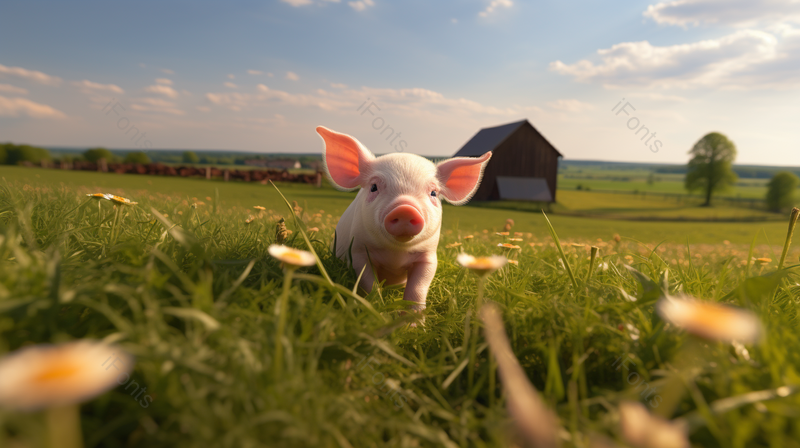 草地上自由自在的小猪,高清,摄影图,摄影图片,图片大全,摄影图免费下载